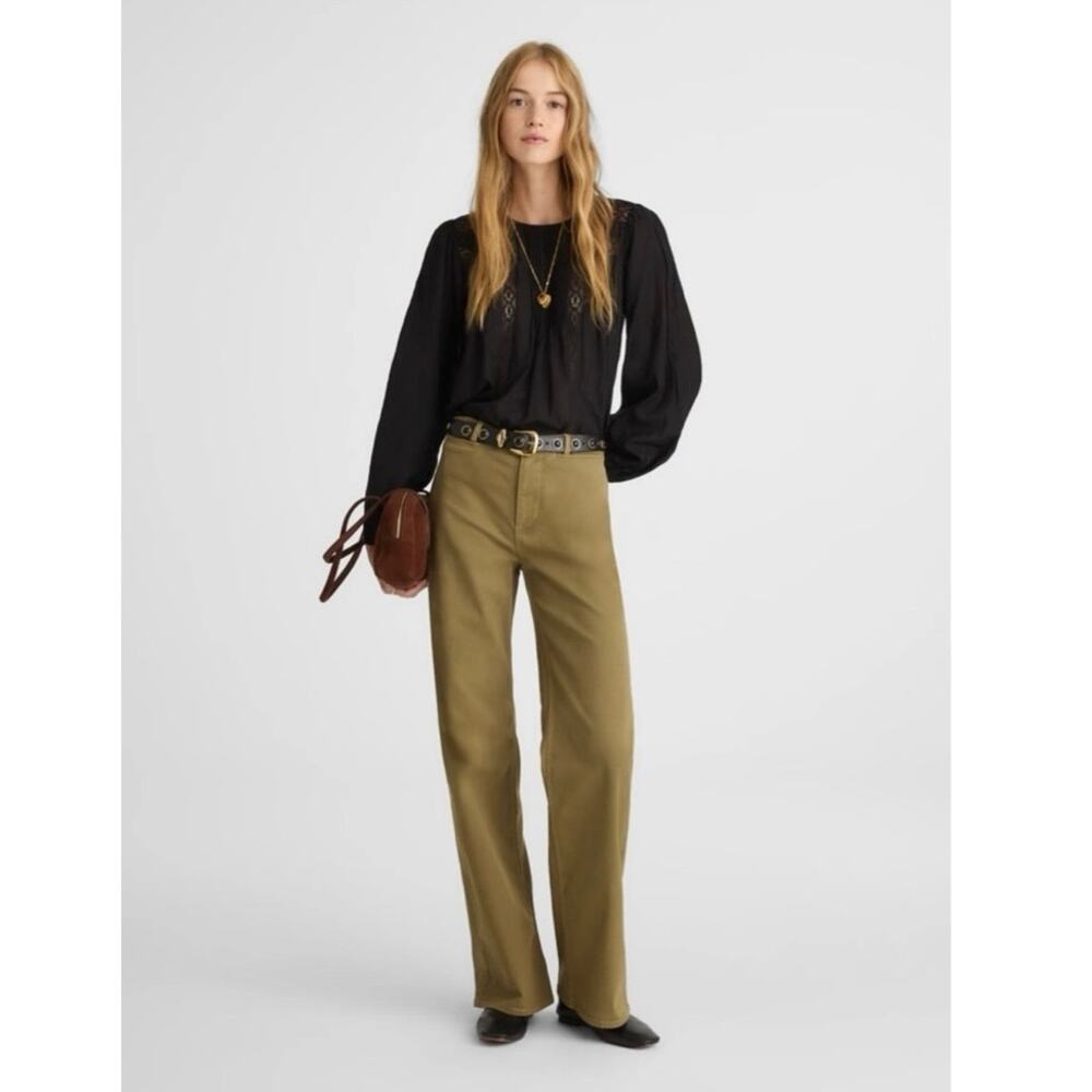 Madewell NWT The Petite Wide-Leg Pant in Garment Dyed Twill Women's Size 29P